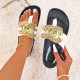 Women's Summer Flip Flops Thick Bottom Open-Toe Slippers Round Toe Plus Size Metal Buckle Sandals Chinelo Flip Flop Feminino