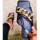 Women Sandals Metal Button Letter Decoration Women Slippers Summer Flat Beach Shoes Ladies Sandals Beach Shoes Casual Flip Flop