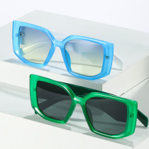 Fashion Polygon Square Sunglasses Women Retro Double Color Wide Legs Shades UV400 Men Trending Gradient Sun Glasses