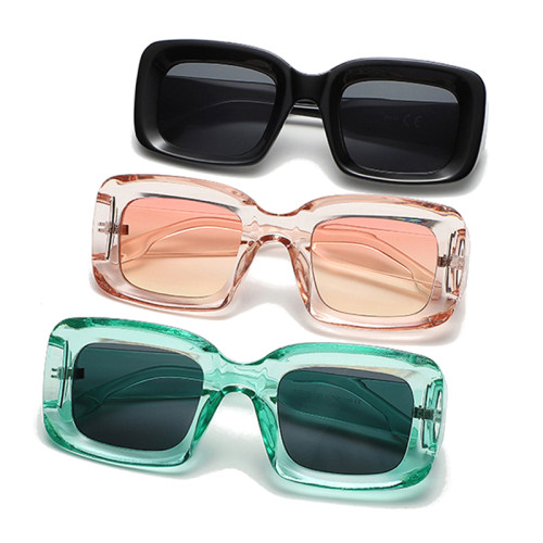 Retro Rectangle Women Green Pink Sunglasses Shades UV400 Men Trending Square Sun Glasses