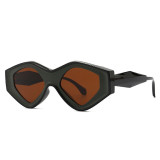Fashion Polygon Irregular Sunglasses Women Vintage Double Color Shades UV400 Men Trending Cat Eye Sun Glasses