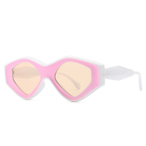 Fashion Polygon Irregular Sunglasses Women Vintage Double Color Shades UV400 Men Trending Cat Eye Sun Glasses