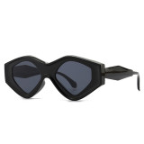 Fashion Polygon Irregular Sunglasses Women Vintage Double Color Shades UV400 Men Trending Cat Eye Sun Glasses