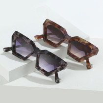 Vintage Polygon Cat Eye Sunglasses Women Fashion Brand Designer Shades UV400 Men Trending Leopard Gradient Sun Glasses