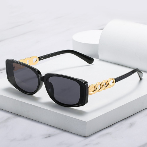 Fashion Rectangle Jelly Color Women Sunglasses Retro Metal Chain Eyewear Shades UV400 Men Trending Square Sun Glasses