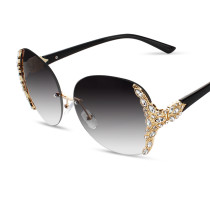 2023 Sunglasses Women Diamond Oversized Shield Glasses Gradient Vintage Brand Designer Eyeglasses Frames Rimless Glass