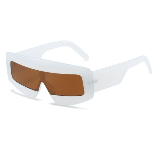 Fashion Polygon Square Women Sunglasses Vintage Brand Designer Jelly Color Shades UV400 Men One Piece Rivets Sun Glasses