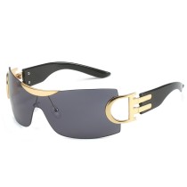 One Piece Oversized Sunglasses Women Luxury Brand Designer Wrap Around Sun Glasses Men UV400 Fashion Eyewear Shades UV400