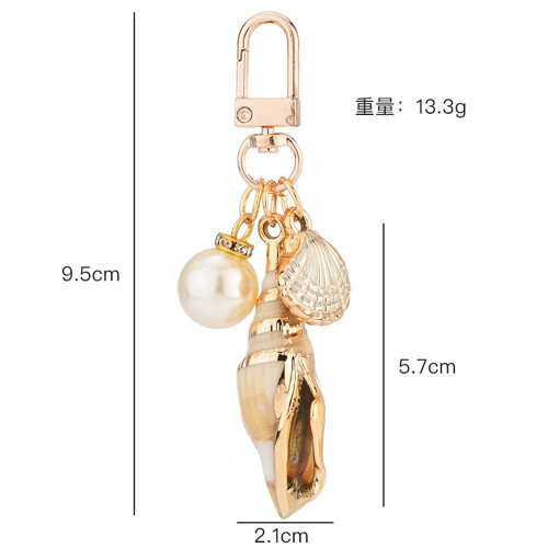 New Exquisite Conch Keychain Pearl Shell Tassel Keyring Charms Women Bag Ornaments Fashion Key Holder Accessories