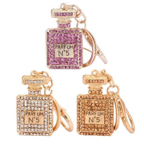 Fashion Jewelry Rhinestone Crystal 3 Colors perfume Bottle Shape Pendant Keychain Gifts Car Handbag Key Holder Party Gifts