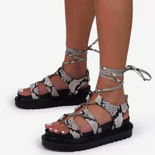 Fashion Woman Gladiator Sandals Ladies Wedge Shoes Female Lace Up Platform Shoes Women Cross Straps Boots Thick Bottom Sandals