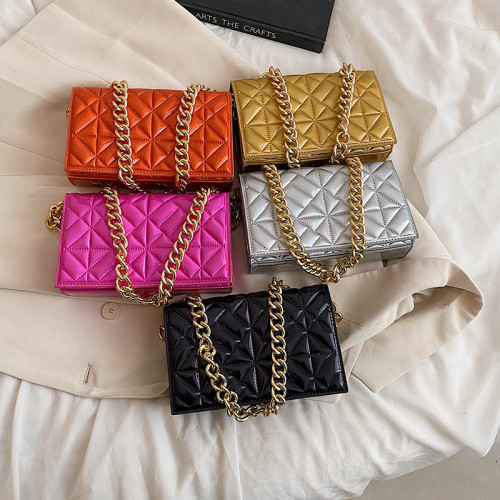 New Luxury Brand Metal Chain Shoulder Bag for Women Handbag Clutch Purses 2023 New Designer Shiny Evening Tote High Quality