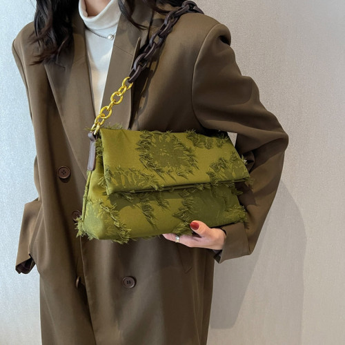 Casual Brand Crossbody Bags for Women Tassel Canvas Shoulder Bag 2023 Winter New Women's Designer Chain Handbags and Purses