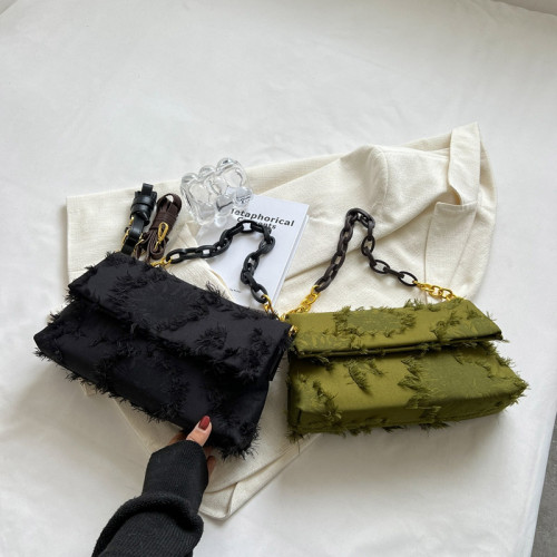 Casual Brand Crossbody Bags for Women Tassel Canvas Shoulder Bag 2023 Winter New Women's Designer Chain Handbags and Purses