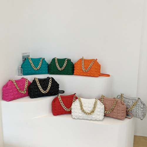 Luxury Designer Women Thick Chain Handbags and Purse Prom Fold Shoulder Bags Female Wedding Clip Shell Evening Clutches Sac