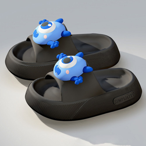 Women Summer Outdoor Slippers Slides Cute Big Blue Eye Slippers Shoes Men Thick Sole Non Slip Indoor Home Bathroom Slippers