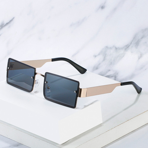 Retro Small Rectangle Sunglasses Women Fashion Colorful Gradient Shades UV400 Men Trending Square Metal Sun Glasses