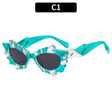 Retro Irregular Cat Eye Sunglasses Women Fashion Candy Colors Eyewear Oval Lens Shades UV400 Men Unique Sun Glasses