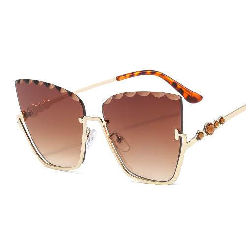 New Brand Rimless Sunglasses Women Luxury Cat Eye Sun Glasses Ladies Clear Gradient Sunglass 2022 Diamond Cutting Lenes UV400