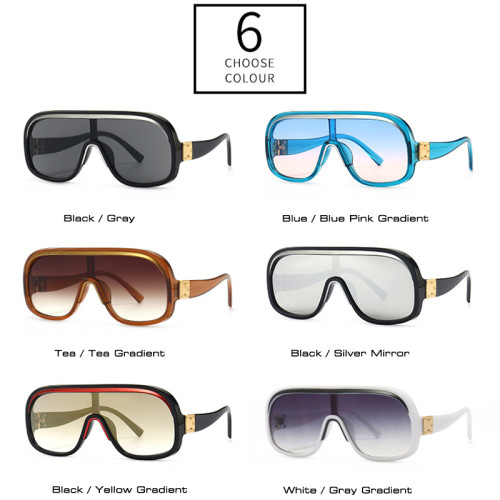 Fashion Oversized One Piece Women Sunglasses Retro Brand Designer Gradient Mirror Shades UV400 Men Trending Sun Glasses