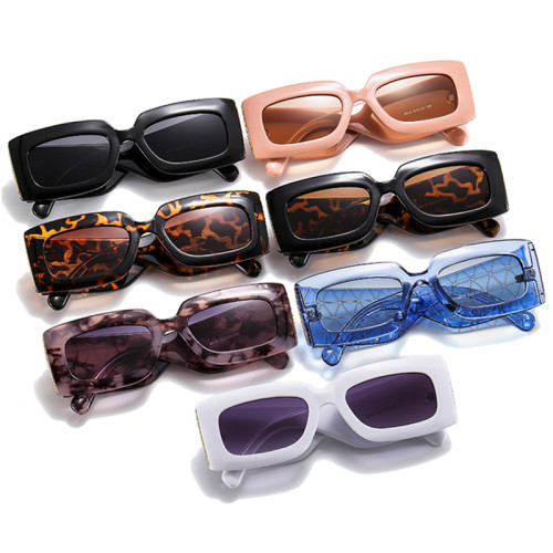 Retro Square Gradient Sunglasses Women Fashion Brand Designer Stripes Wide Legs Eyewear Men Shades UV400 Sun Glasses