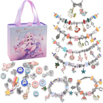 99 Pieces Cartoon Mermaid Unicorn Ocean Series Children's DIY Bracelet Girls Handmade Beaded Set Gift Box