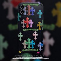 Tide brand color chrome heart cross is suitable for iPhone13promax mobile phone case Apple 14 personality 12 matte