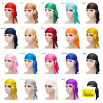 Amazon's best-selling men's and women's silk and satin elastic Baotou hat imitation silk thick long-tailed pirate hat silky durag