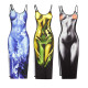 Women's Midi Dress Body Print Thermal Spaghetti Strap Skinny Dress