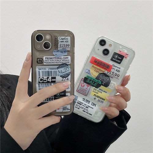 INS cool cute stamp C54 label air cushion Down Jacket clear soft case for iphone 14 Pro Max 13 12 11 Pro Max X XS 7 8plus cover