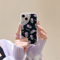 Mirror Face - English Full Screen Purple Tulip Phone Case For iphone 14 13 12 11 Pro Max X XR XSMAX 7 8 Plus SE TPU Case Cover