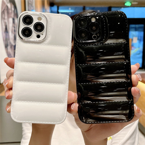 Luxury glossy Candy colors soft touch Down Jacket Cloth case for iphone 14 12 11 13 Pro Max X XS 7 8Plus Camera lens film cover