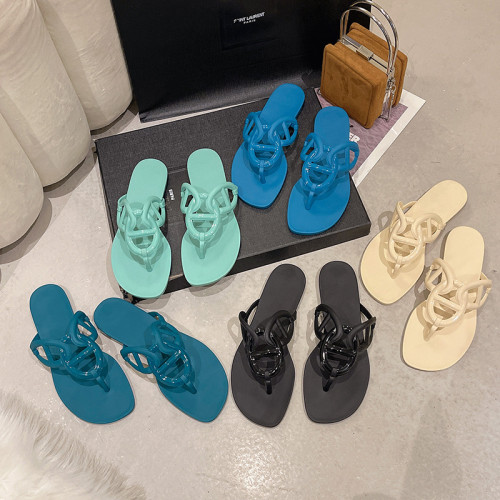 2023 Summer Outdoor Women Beach Flip Flop Fashion New Brand Flat Heel Ladies Casual Slipper Narrow Band Slip On Sandal Slides Sh