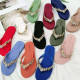 Glitter Flip Flops Slippers Women Summer 2023 Fashion Outdoor Rhinestone Chain Wedge Beach Slippers Jelly Hawaiian Flat Sandals