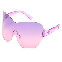New Arrival Super Big Frame Sunglasses Women Rimless Sun Glasses With One-Piece Lenses Men Fashion Colorful Windproof Goggles