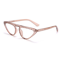 Rhinestone Computer Glasses Women Diamond Cat Eye Anti Blue Eyewear Men Blue Light Blocking Glasses Crystal Optical Eyeglass