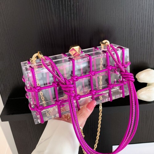 Luxury Clear Box Bag Acrylic Women Handbags Fashion Designer Woven Shoulder Bag Chain Crossbody Bags for Women 2023 Evening Bags