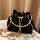 Trendy Designer Chain Rhinestone Bucket Bags Totes Handbag Purses Women Shoulder Crossbody Bags 2023 New Evening Clutch Bag