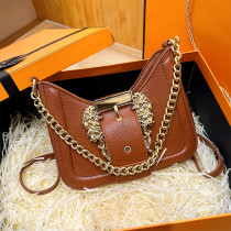 2023 New Brand Design Women Luxury Messenger Bag Ladies Leather Metal Chain Bag Solid Color Fashion Small Square Bag For Females