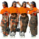 Camouflage High Split Long Skirt Summer Sexy Bandage Tie Cargo Skirts Women Fashion Printed Y2k Streetwear Bottom Casual Clothes