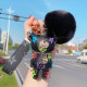 Net red cute bear keychain Korean cartoon PU flower leather diamond Rex rabbit fur bag pendant gift wholesale