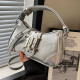 Luxury Designer Lock PU Leather Women's Handbag Motorcycle Crossbody Bag Small Half Moon Tote 2023 Summer New