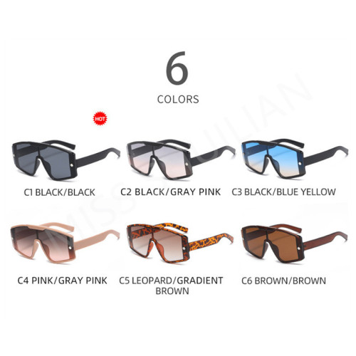 Fashion Large-frame Square Polarized Sunglasses Personality One-piece Anti-ultraviolet UV400 Outdoor Eyeglasses for Adult Women