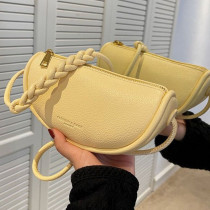Fashion Women Armpit Bag Simple Braided Flower Shoulder Strap Dumpling Bag Women PU Leather Handbags Messenger Bag Purse Hobos