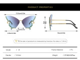 2023 cross-border hot style butterfly sunglasses European and American personality internet celebrity ins diamond-encrusted hip-hop fashion street style sunglasses for women