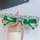 2023 New Pearl Sunglasses for Women Internet Celebrity Personalized Diamond-encrusted Square Glasses Cross-Border Hip-Hop Sunglasses