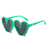 2023 cross-border new love sunglasses European and American personalized diamond heart fashion jelly color sunglasses for women wholesale