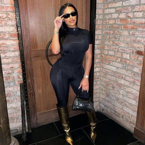 Casual Simple Two Piece Set Women Skinny Short Sleeve Letter Print Top+Sporty Solid Pencil Pants Female Activewear Suits