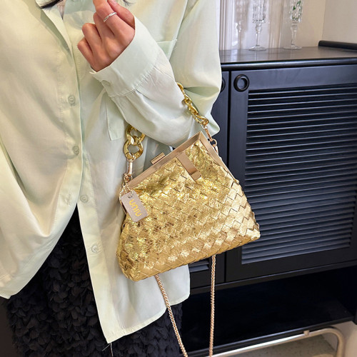 Bright Face Bag Knitted Spring Solid Color Crossbody Bag Irregular Handbag Fashion Versatile Gold Bag Crossbody Bag Purses 2023