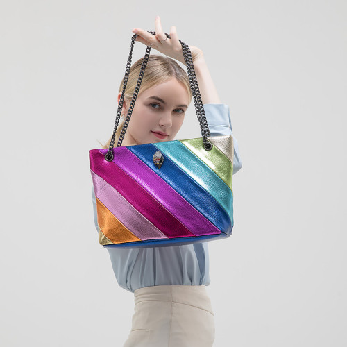 2023 New UK Brand Rainbow Women Handbag Big Capacity Wave Pattern Eagle Head Icon Front Jointing Bird Head Body Bag Shoulder Bag